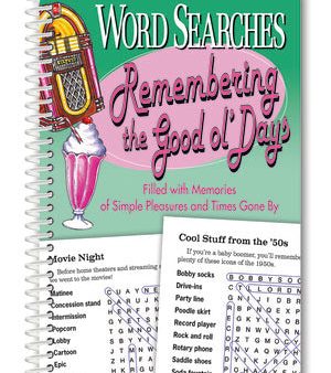 Word Searches Remembering the Good Ol  Days For Sale